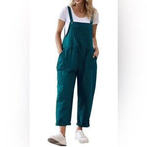 YESNO Utility Baggy Overalls Rompers Jumpsuit Dark Cyan Size Large
